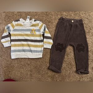 Lion King Long Sleeve Shirt and Brown Pants Set
